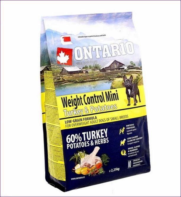 Ontario Mini Weight Control dla małych psów, z indykiem i ziemniakami